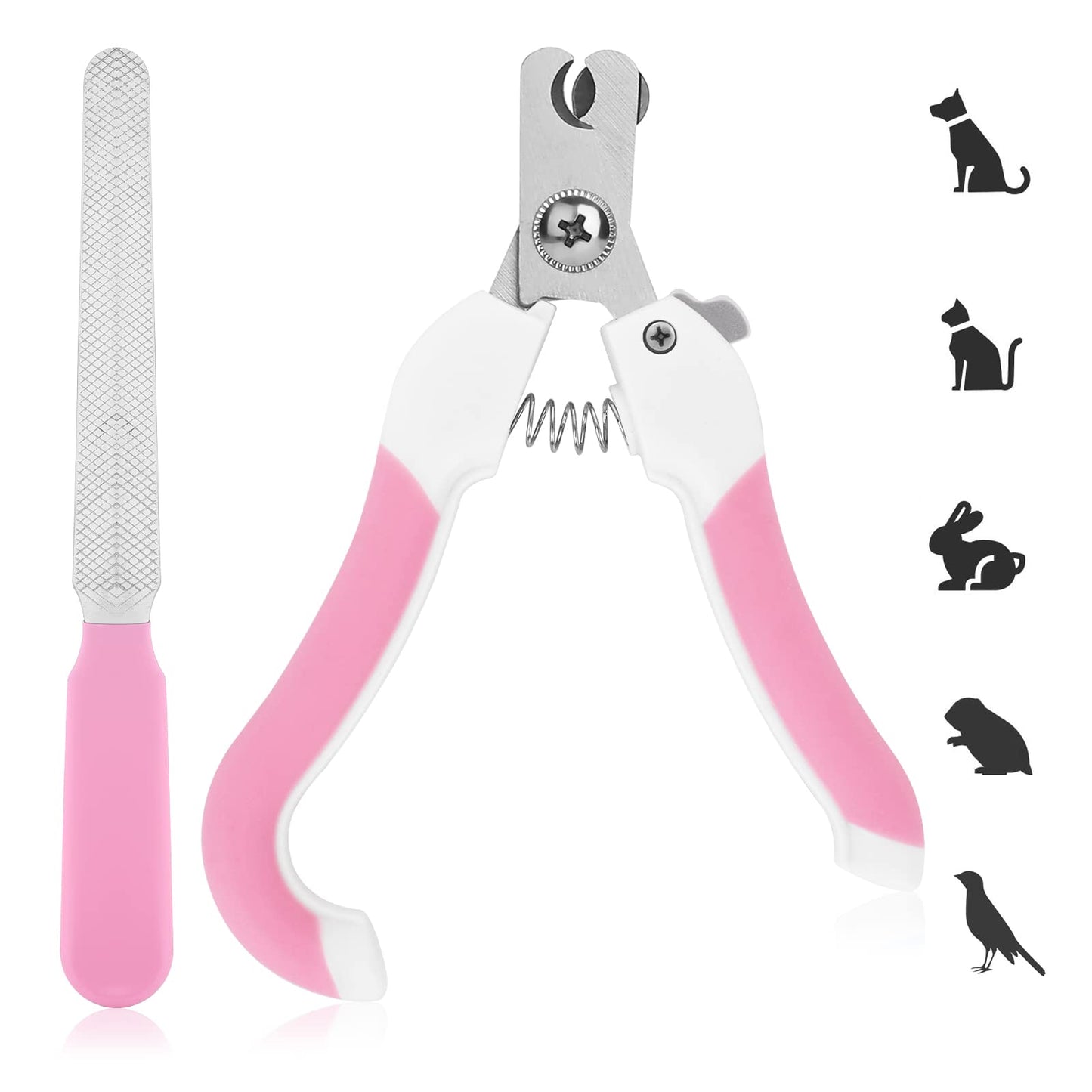 cobee Dog Nail Clippers and Trimmer, Stainless Steel Pet Paw Nail Clipper and Nail File with Quick Safety Guard to Avoid Over Cutting Toenail Professional Nail Clippers for Dogs Cats (Pink)