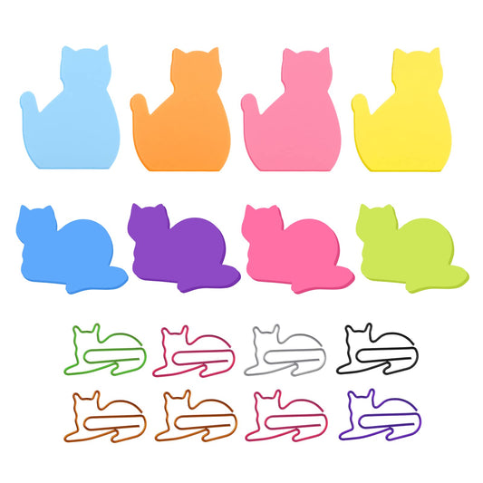 Molain Cat Sticky Notes with Paper Clips, Cute Cat Self-Stick Notes Cat Index Tabs Self-Stick Memo Pads 7 Pack 210 Sheets (C), 7 x 5.8 cm