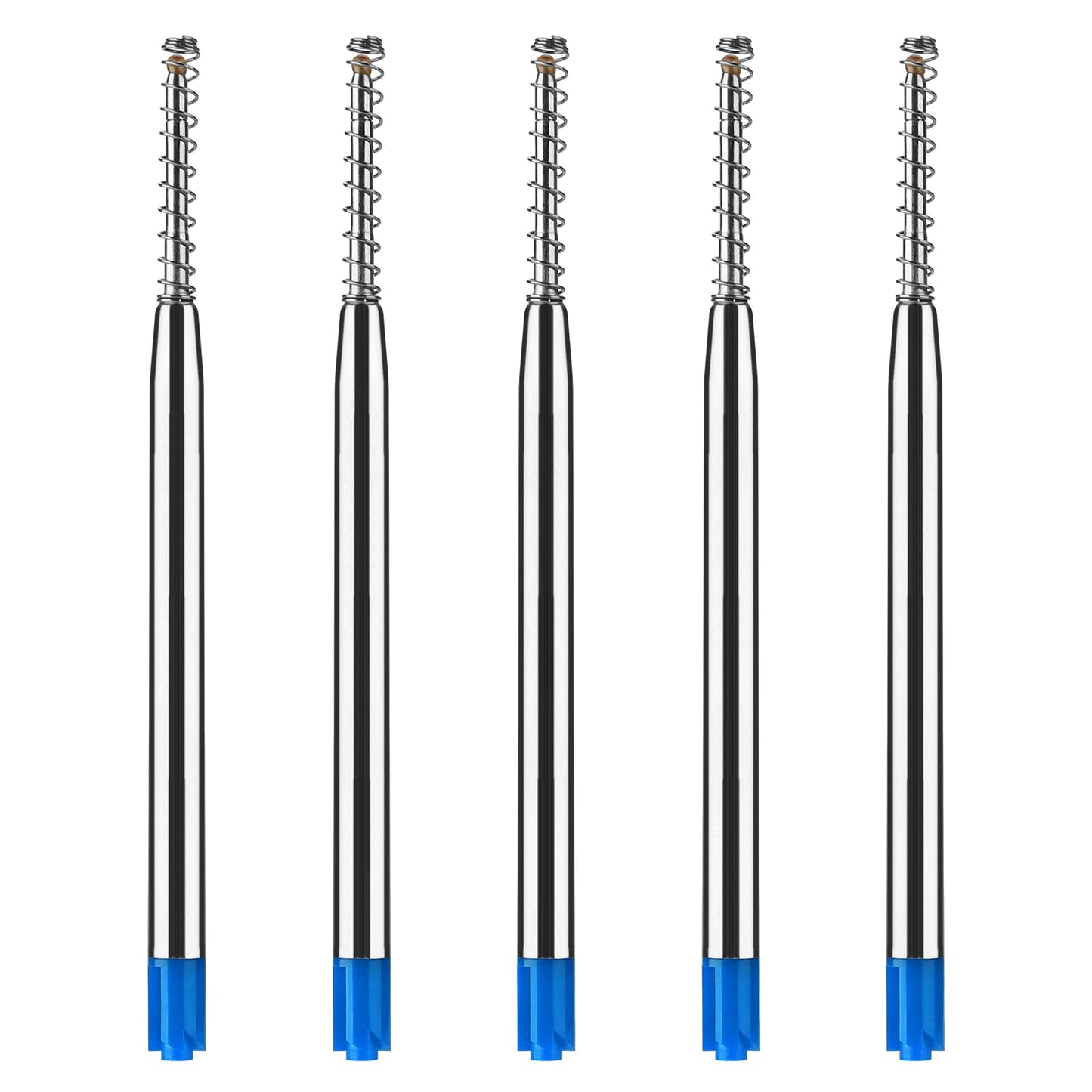 Giantree Replaceable Ballpoint Pen Refills, 5pcs 0.7mm Retractable Metal Ball Point Refills with Spring Smooth Writing Pen Refills for School Office Supplies (Metal Blue)