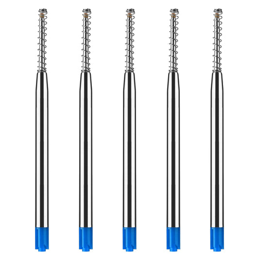 Giantree Replaceable Ballpoint Pen Refills, 5pcs 0.7mm Retractable Metal Ball Point Refills with Spring Smooth Writing Pen Refills for School Office Supplies (Metal Blue)