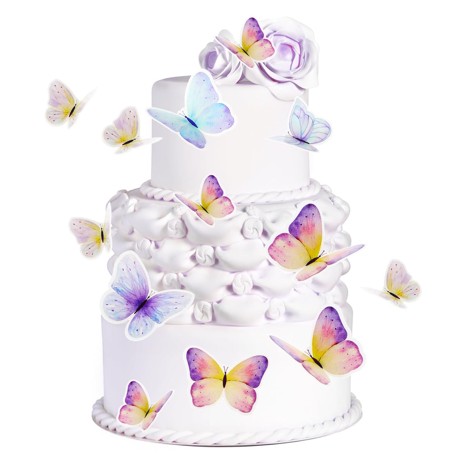Giantree 30 Pcs Edible Butterflies for Cake Decorating, 3D Big Butterfly Cake Topper Butterfly Cupcake Decorating for Wedding Anniversary Birthday Flower Themed Party Decorating(A7)