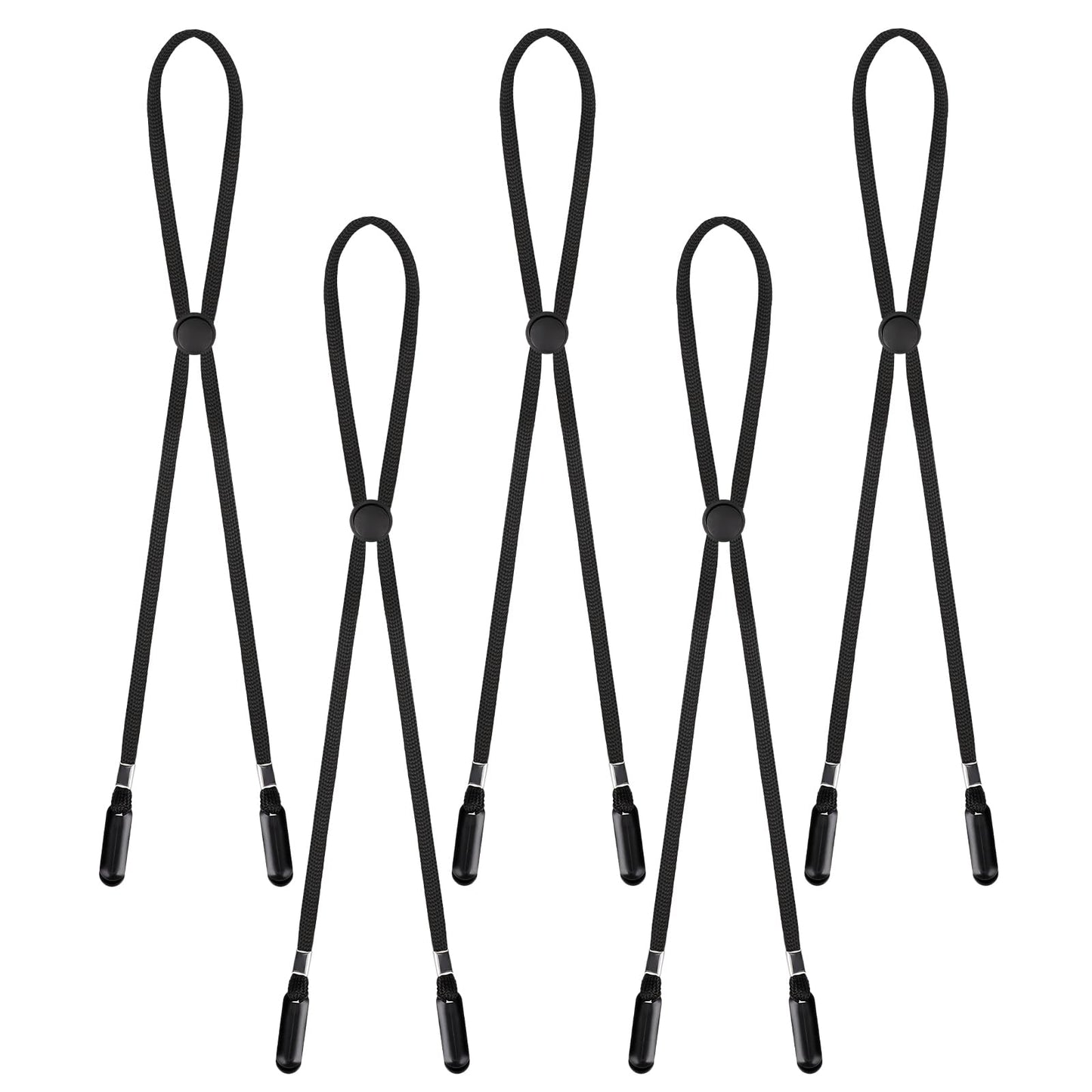 Molain 5 Pcs Adjustable Hat Strap Clips Hat Chin Cord, Elastic Hats Removable Windproof Hat Strap Clips Anti-Lost Cap Strap Clips for Golfing, Fishing, Boating Black