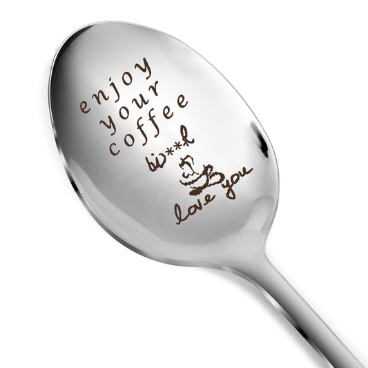 Jeffdad Best Friends Friendship Gifts Spoon for Women Girls Enjoy Your Coffee Spoons Gifts for Bestie Female Friends Coffee Tea Lover Gift Christmas Birthday Gift(Coffee)