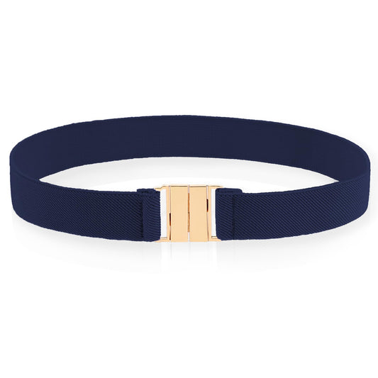 Molain Women Invisible Belts, Women Stretch Belt Elastic Belt with Flat Buckle Summer Breathable No Show Waist Belts for Jeans Pants Dresses (Dark Blue)