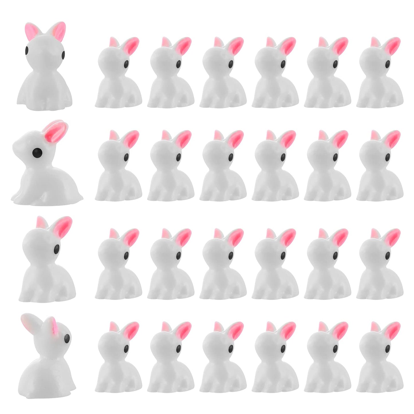 cobee Miniature Rabbit Figurines, 30 Pieces Dollhouse Bunny Figures Mini Fairy Garden Ornaments Micro Landscape Decoration Dollhouse Accessories for DIY Crafts Decor