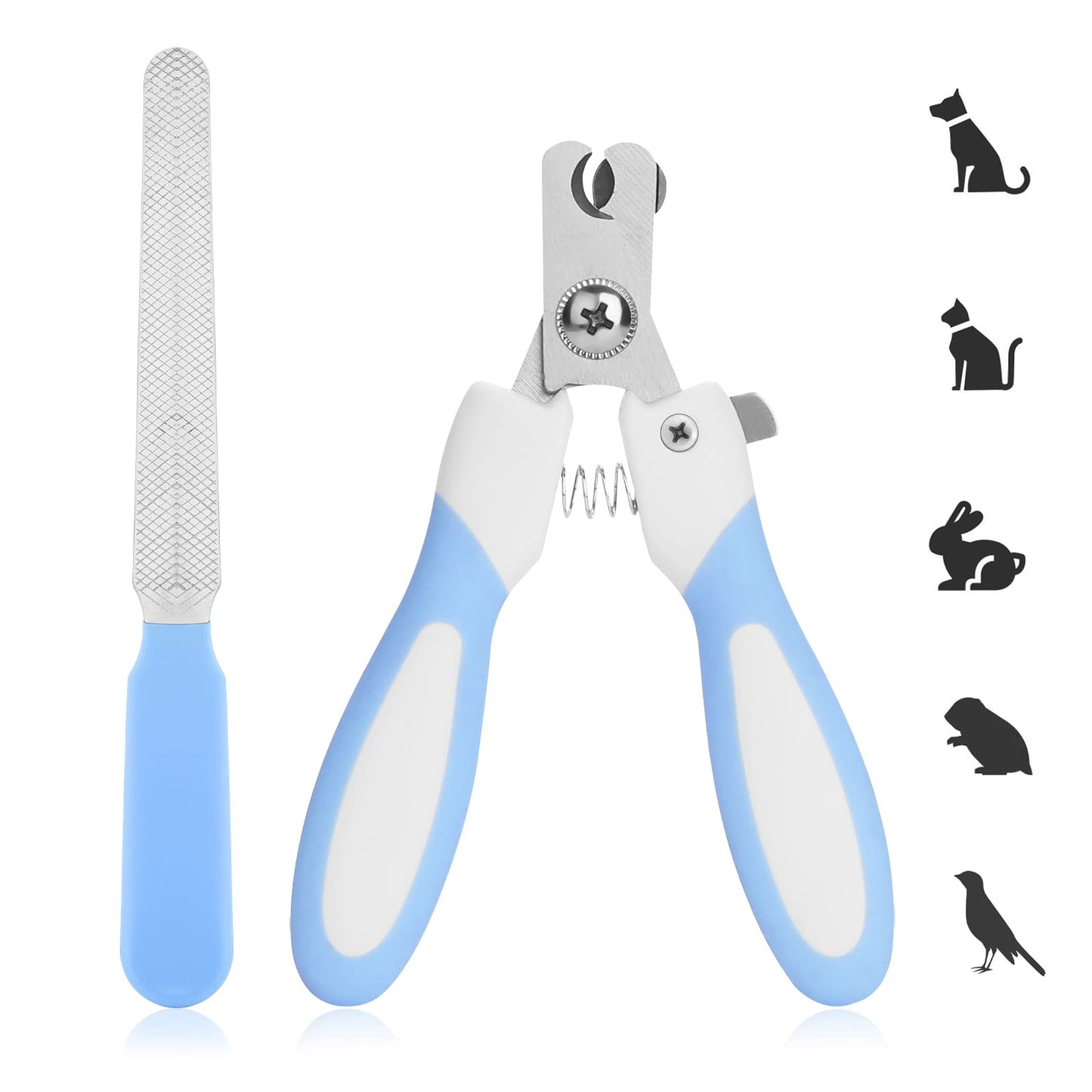 cobee Dog Nail Clipper with Nail File, Stainless Steel Cat Nail Clipper Professional Pet Nail Clipper Suitable for Puppies Kittens with Safety Lock and Protective Guard to Avoid Over Cutting (Blue)