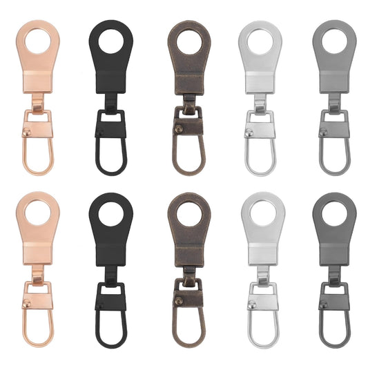 Amaxiu 10pcs Zipper Pull Replacement Slider, Detachable Zipper Pull Mend Tab for Small Holes Universal Zipper Repair Kit(5 Colors)