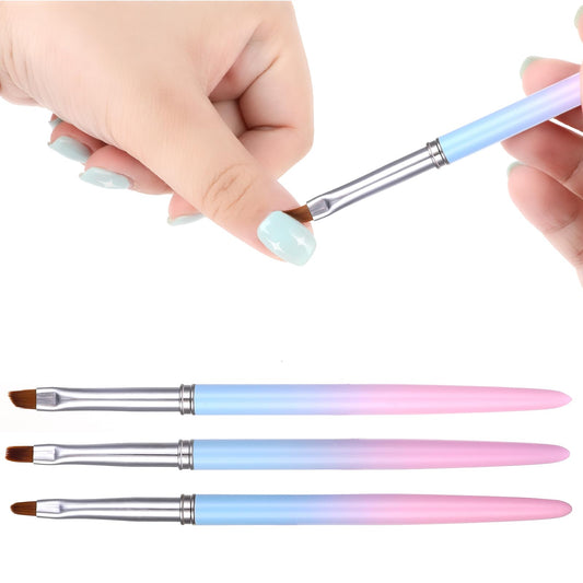 Amaxiu 3PCS Nail Art Clean Up Brushes, Nail Polish Clean Up Brush Professional Painting Brushes for Nails Nail Polish Remover Brush for Nail Art Design Polish Mistake Cleaning(Round, Angled, Flat)