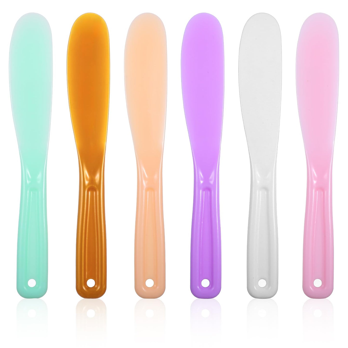 Yuanchu Cosmetic Spatula, Mask Spatula, Make Up Curved Spatula, Plastic Cosmetic Spatula, Reusable Cream Spatula, Cosmetic Spatula, Lotion Spatula, Face Masks, Applicator for Mask, Wash Gel, Pack of 6