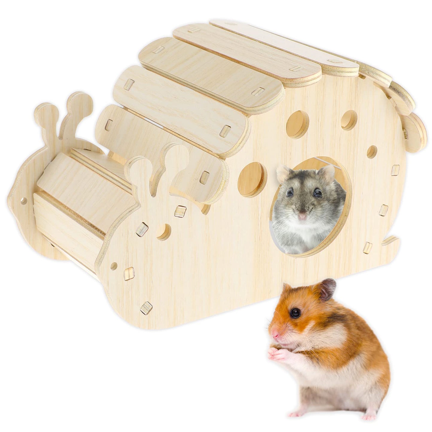 cobee Hamster Hideout House, DIY Hamster Play Toy Wooden Hamster House Animal Activity Toy Small Animal House Small Animal Habitat Décor for Hamster Mice Gerbils Mouse