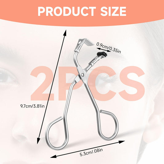 Andibro 2 Pack Mini Eyelash Curler, Silver Eyelashes Curler Professional Silicone Lash Curler No Pinching Fits All Eyelash Shapes Makeup Tool for Eyelashes for Dramatic Lash Look