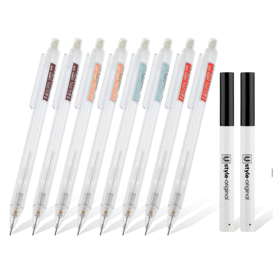 Bewudy 8PCS Novelty Mechanical Pencil with 40PCS HB Refills, Cute Mechanical Pencils 0.7 mm Transparent Pen Shell Pencils Aesthetic School Supplies for Writing, Drawing, Sketching