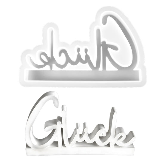 AOZUO Lucky Silicone Moulds, Casting Moulds, Silicone, Silicone Mould Letters Silicone Casting Mould, Resin Plaster Moulds, Candle Holder, Craft Concrete, Letter Moulds for Home Decorations, DIY,