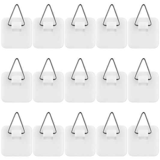 simarro 15PCS Adhesive Picture Hanger, Picture Hanging Hooks Without Nails Invisible Adhesive Wall Hangers Foamboard Plastic Pictures Hanging Hooks for Photo Frame Wall Art Decor(Square)
