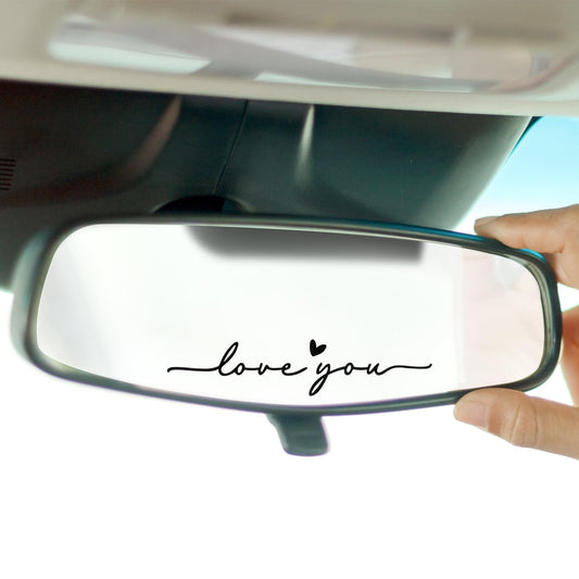 AOZUO Pack of 4 Love You Mirror Stickers, Heart Mirror Stickers, Vinyl Rear View Mirror Sticker, Self-Adhesive Car Accessories, Gift for Rear View Mirror, Window, Water Bottle, Driver, Gifts
