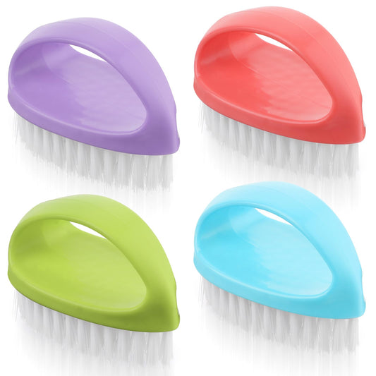 cobee 4pcs Handle Grip Nail Brushes, Heavy Duty Nail Scrubbing Brushes for Cleaning Fingernails Toes Deep Clean Hand Scrubber with Nylon Firm Stiff Bristles for Gardeners Mechanics Hand Under Nails