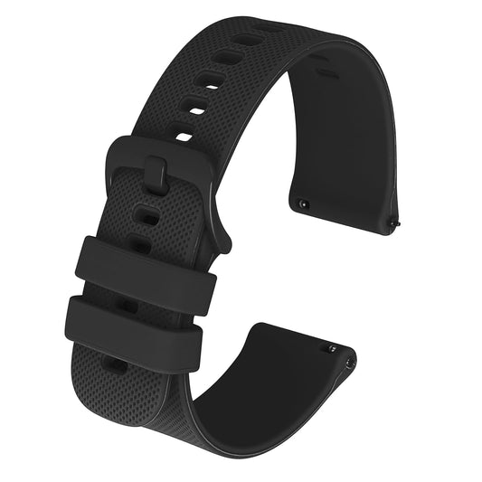 Andibro Silicone Watch Bands, Quick Release Watch Straps Waterproof Sport Watchbands Soft Rubber Replacement Straps with Metal Buckle for Men Women (18mm, Black)