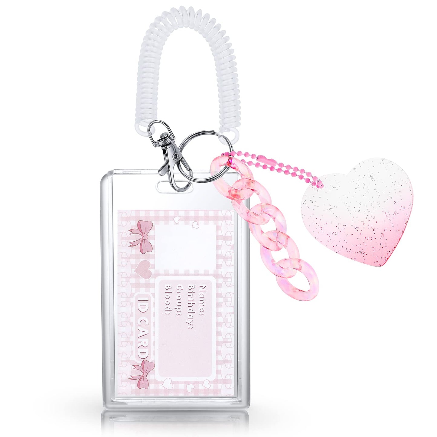 TIESOME Badge Holder, ID Badge Card Holder with Spiral Wrist Coil Photocard Holders Keychain Retractable Heavy Duty Clear Id Card Holder Card Protector for School Office (inches, 2.87x3.89)