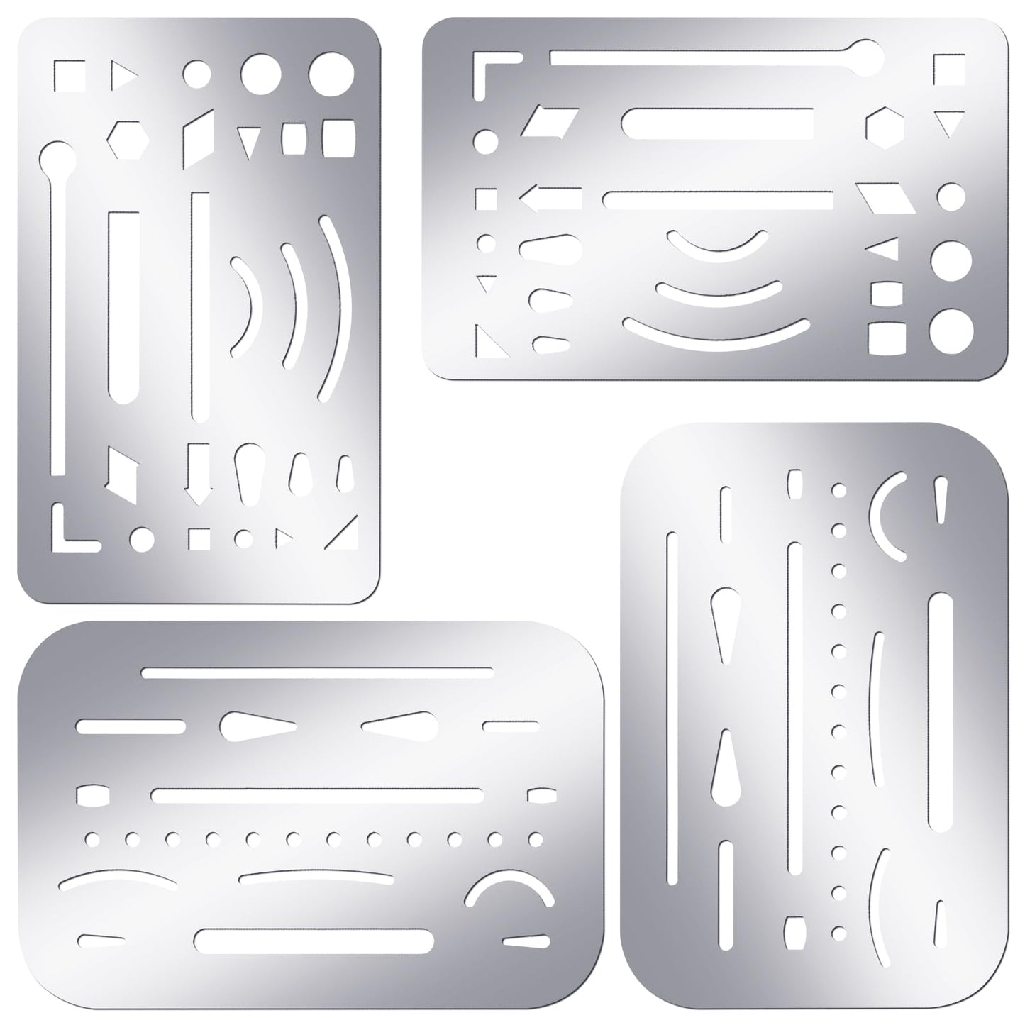 Bewudy 4 Pcs Erasing Shield Stainless Steel Drawing Template Shield Drafting Tools Metal Eraser Shield Tool for Mechanical Drawing Artists Engineering Design