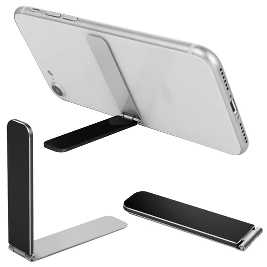 Giantree Ultra Thin Cell Phone Holder, Adjustable Mini Alloy Phone Kickstand Portable Phone Stand Foldable Phone Stand for Mobile Phone Tablet (Black)