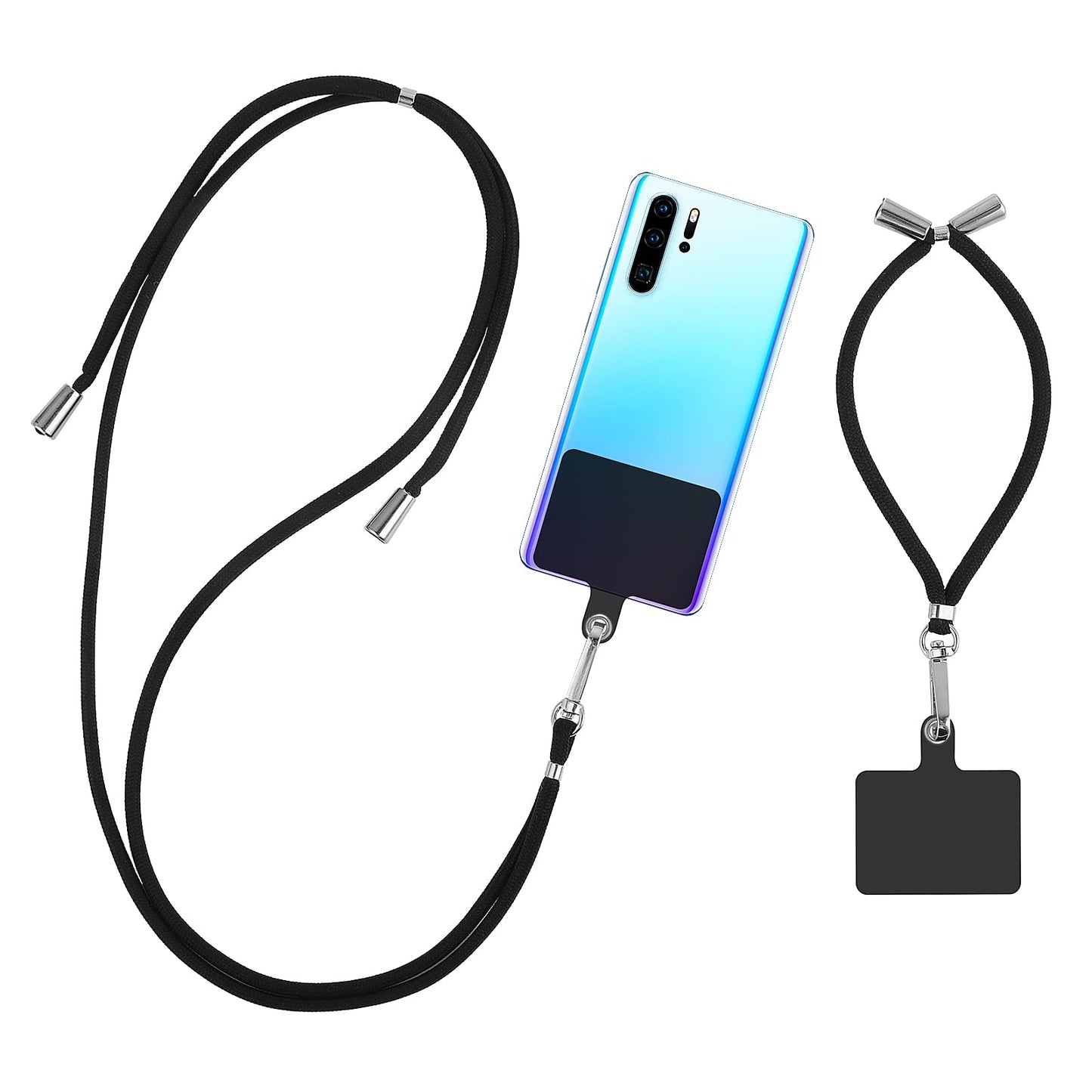 TIESOME 2Pcs Universal Phone Lanyard, Crossbody Lanyard with Adjustable Nylon Neck Strap Compatible with Smartphones for Cell Phone Case Keys ID Badges with 2Pack Back Patch