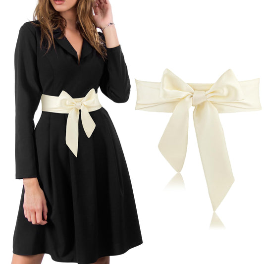 Andibro Dress Sash Belt for Women, Bridal Satin Waist Belts Ladies Ribbon Bow Accessory for Wedding Bridesmaid Bridal Belt(White)