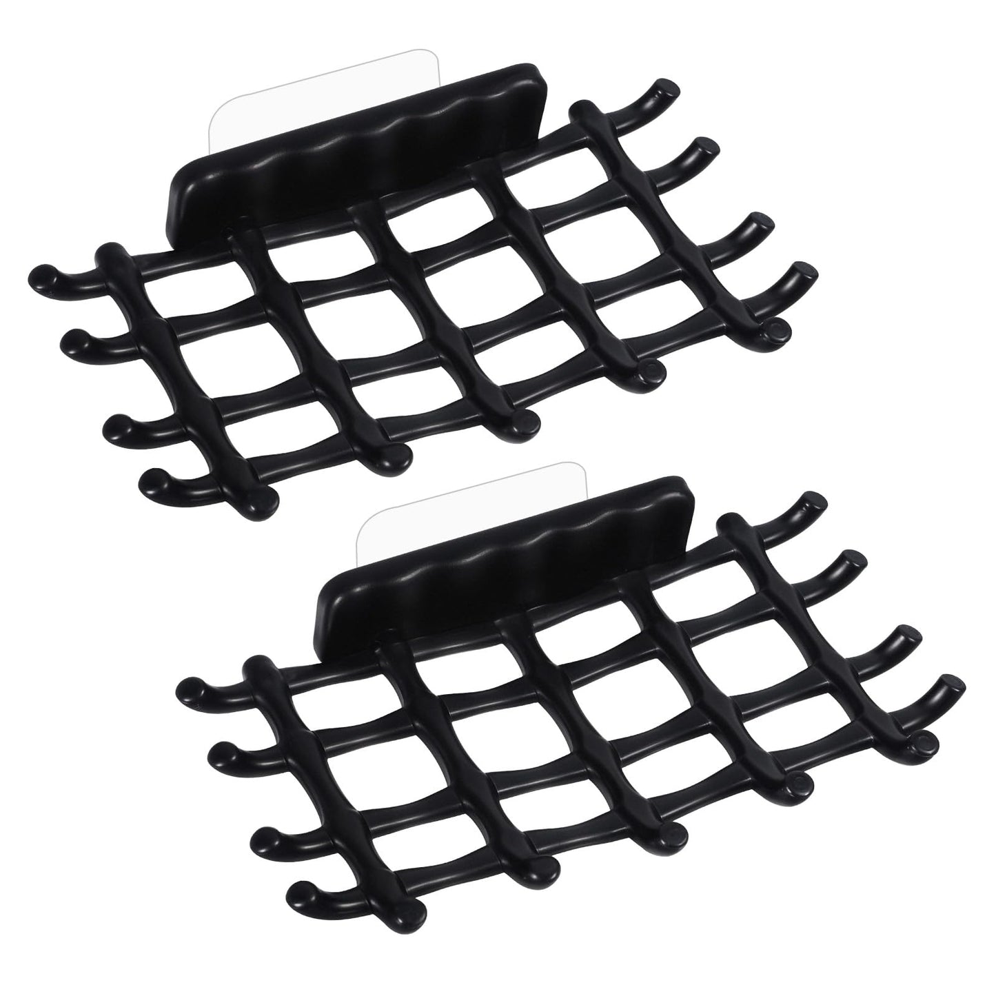 MBAIYO 2 Pcs Adhesive Soap Holder, Self Draining Soap Holder Soap Dish Razor Holder with Hooks for Bathroom Shower Wall Kitchen Sink No Drilling Black