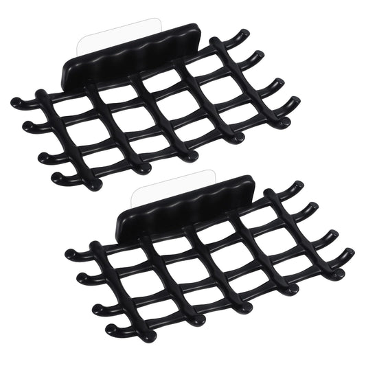 MBAIYO 2 Pcs Adhesive Soap Holder, Self Draining Soap Holder Soap Dish Razor Holder with Hooks for Bathroom Shower Wall Kitchen Sink No Drilling Black