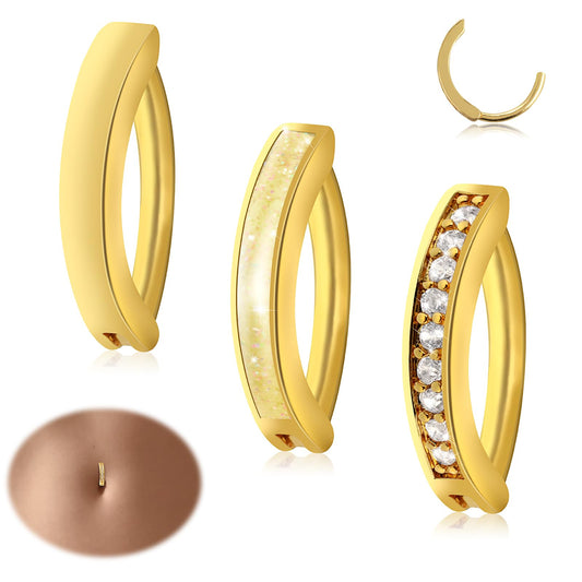 Bewudy 3 Pcs Gold Belly Ring for Women, 14G Belly Ring