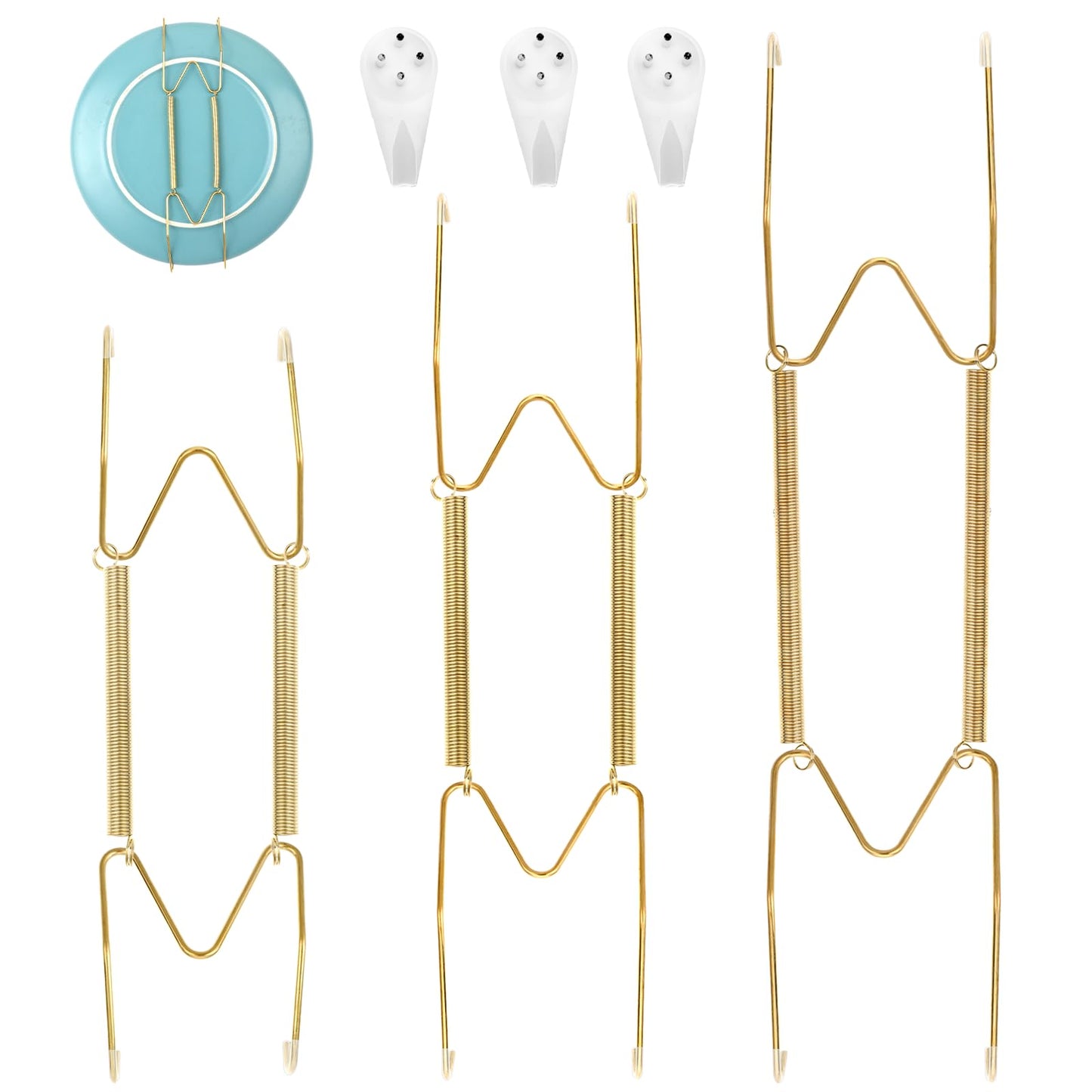 cobee 3 Pack Plate Hangers for Wall, 6/8/10 Inches Invisible Wall Plate Hangers with Wall Hooks, Heavy Duty Displaying On Wall Plate Holder for Decorative Antique Plates and Arts