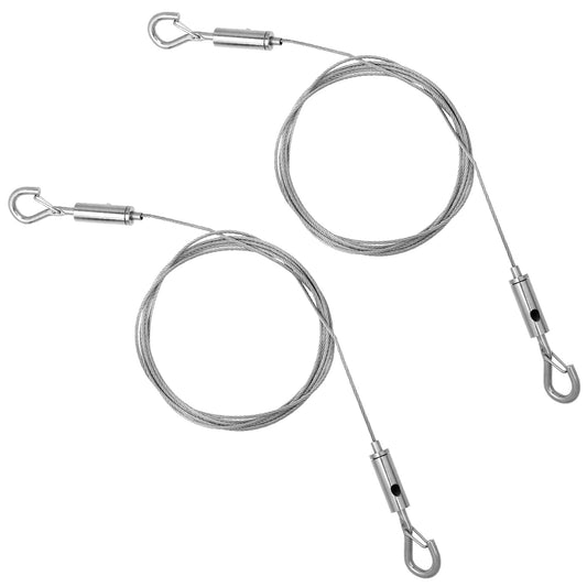 MBAIYO 2Pcs Adjustable Picture Hanging Wire Kit, Heavy Duty Hanging Wire Kit 2m/6.6ft Mirror Frame Rope Stainless Steel Rope with Hooks Supports Up to 110lbs for Picture Lamps Art Billboards
