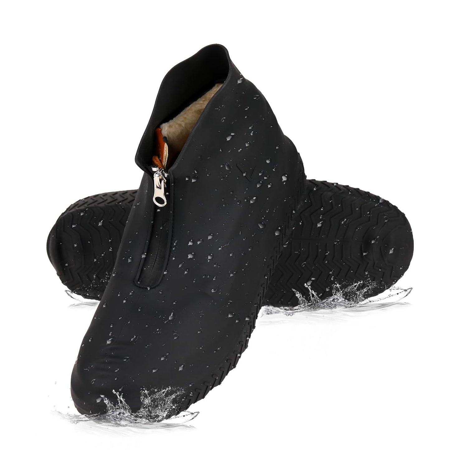 simarro Waterproof Silicone Shoe Covers with Zipper,Reusable Non Slip Rubber Rain Boots for Rain Snow Day Desert Beach Muddy Streets(L)