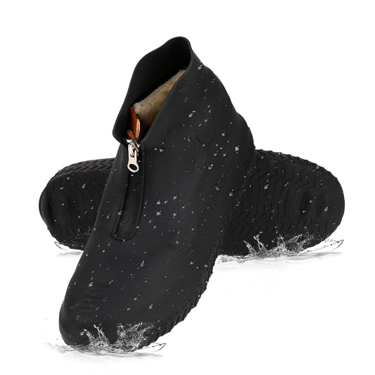 simarro Waterproof Silicone Shoe Covers with Zipper,Reusable Non Slip Rubber Rain Boots for Rain Snow Day Desert Beach Muddy Streets(L)