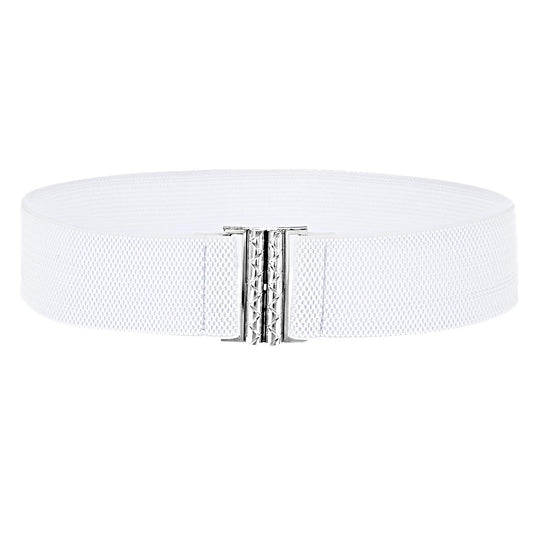 Giantree Invisible Women Elastic Belt, Adjustable No Show Stretch Belt with Flat Buckle for Jeans Pants Dresses (1, White)