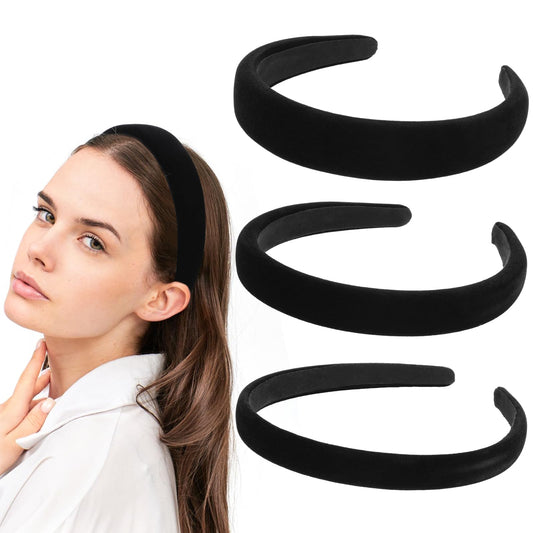 HJZHII 3 Pieces 3 Sizes Hair Band Velvet Black Headband Women 1 cm 2 cm 3 cm Velvet Headband Dirndl Solid Simple Headband Fashion Hair Accessories for Girls Women