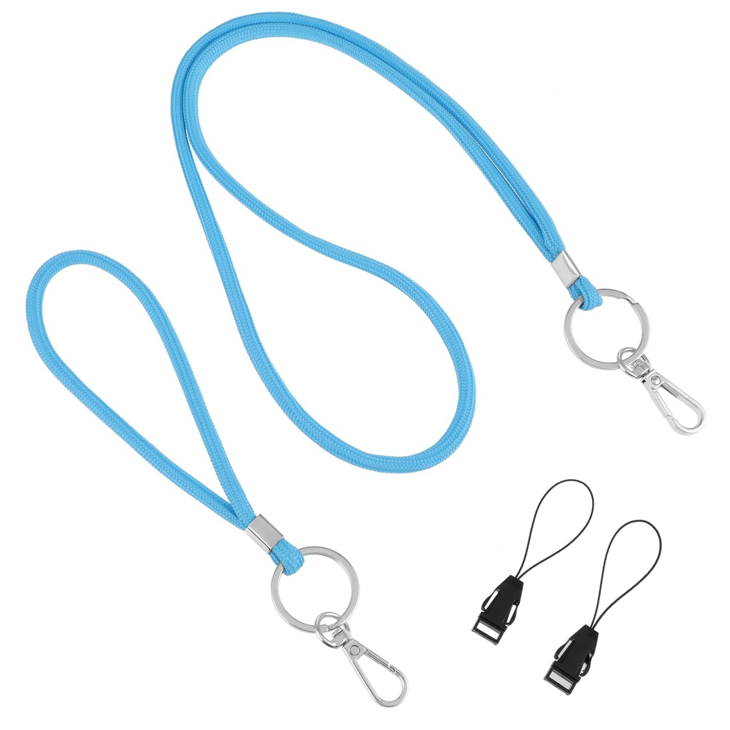 Giantree Lanyard Key Chain Set, 2 Pieces Personalized Lanyard Short and Long Lanyard Casual Lanyard Key Chain Band with Ring for Keys, ID, Mobile Phone, Camera, Lanyard(Blue)