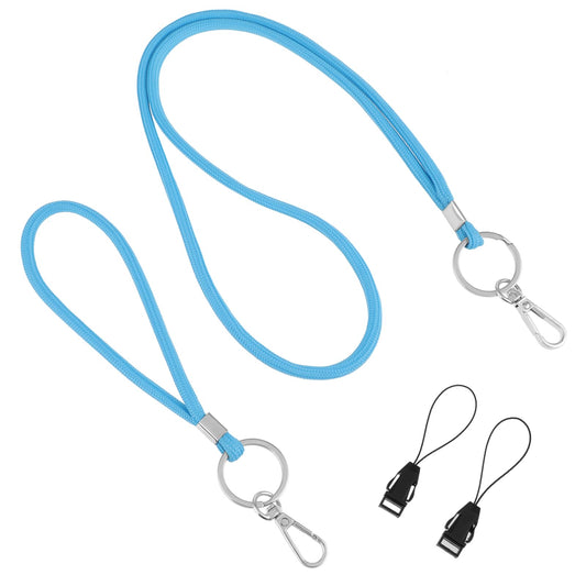 Giantree Lanyard Key Chain Set, 2 Pieces Personalized Lanyard Short and Long Lanyard Casual Lanyard Key Chain Band with Ring for Keys, ID, Mobile Phone, Camera, Lanyard(Blue)