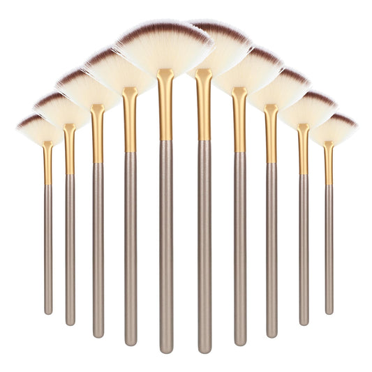 Amaxiu Fan Brushes for Facials, Ultra Slim Soft Facial Fan Applicator Brushes Professional Blending Makeup Brush with Comfortable Wood Handle for Mask Mud Cream Makeup Esthetician(10 Pcs, Wooden)