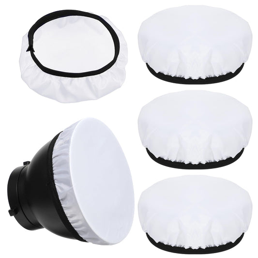 AOZUO 5pcs Photography Light Soft White Diffuser Cloth, Soft White Diffuser Base for Standard Reflector Diameter 14 to 18 cm, Reflector Lamp Base for Strobe Flashlight
