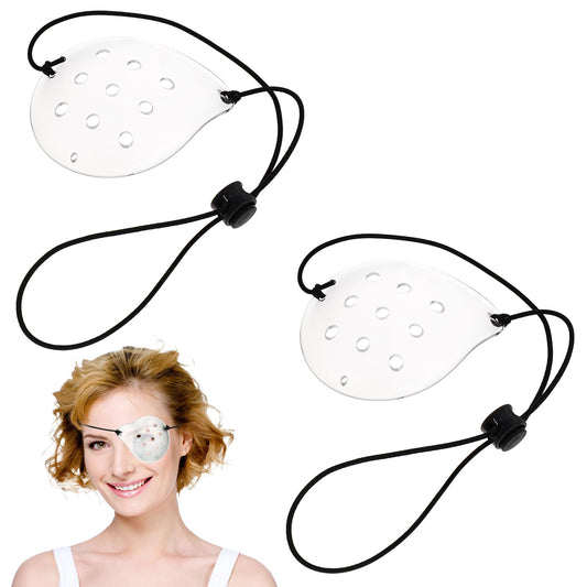 Bewudy 2 Pcs Eye Shield After Cataract Surgery, Clear Eye Patch with Adjustable Strap, Breathable Eye Surgery Coverings Eye Protection Eye Care Supplies