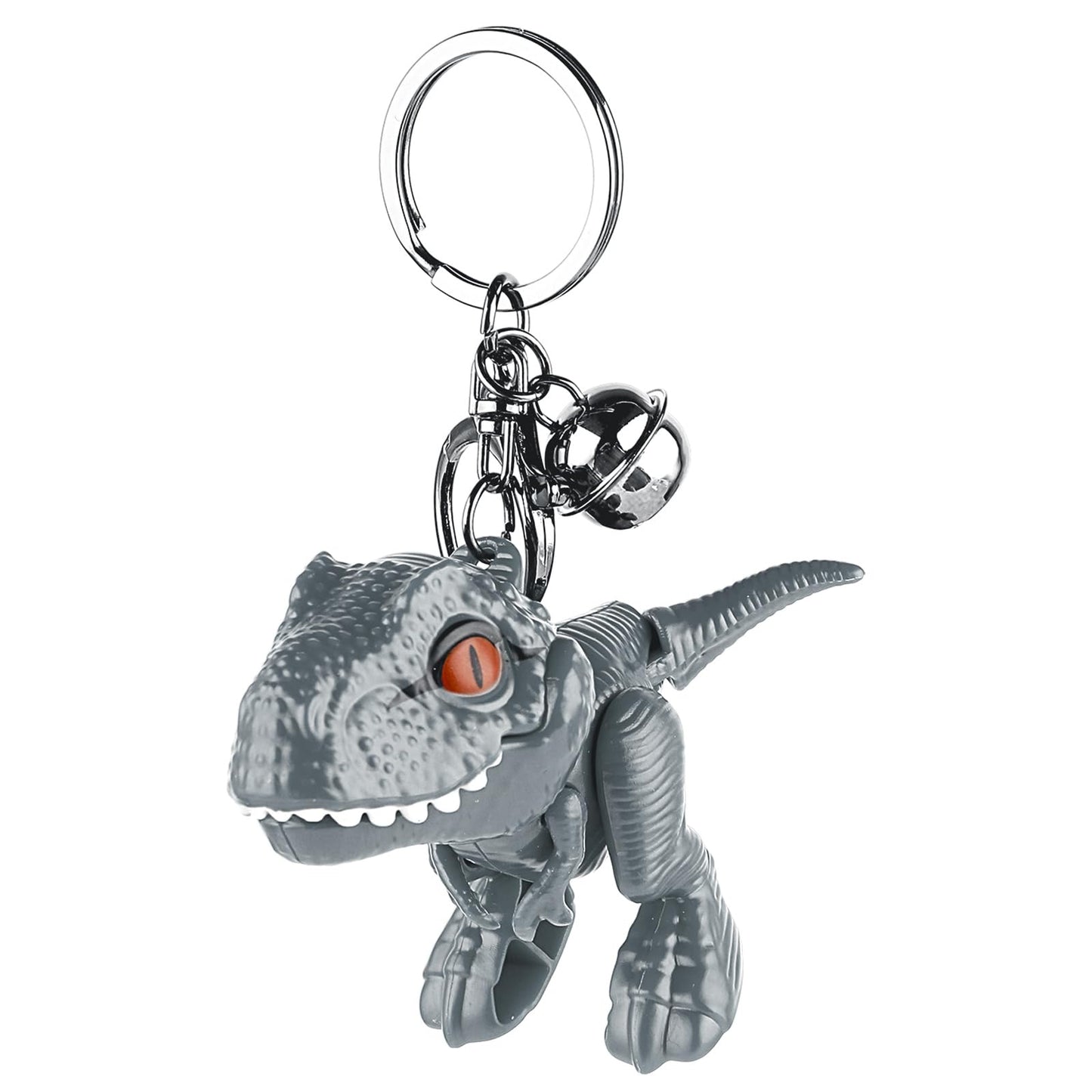 cobee Cute Dinosaur Keychain, Kawaii Cartoon Gift Key Chain Movable Dinosaur Car Keychains for Women Men Backpacks (Grey)
