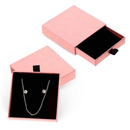 Molain 2Pack Jewelry Gift Boxes Cardboard Jewelry Box, 3.15x3.15x0.79 in Small Gift Boxes Jewelry Display Organizers for Bracelets Earrings Necklaces Jewelry Gift Storage(Pink)