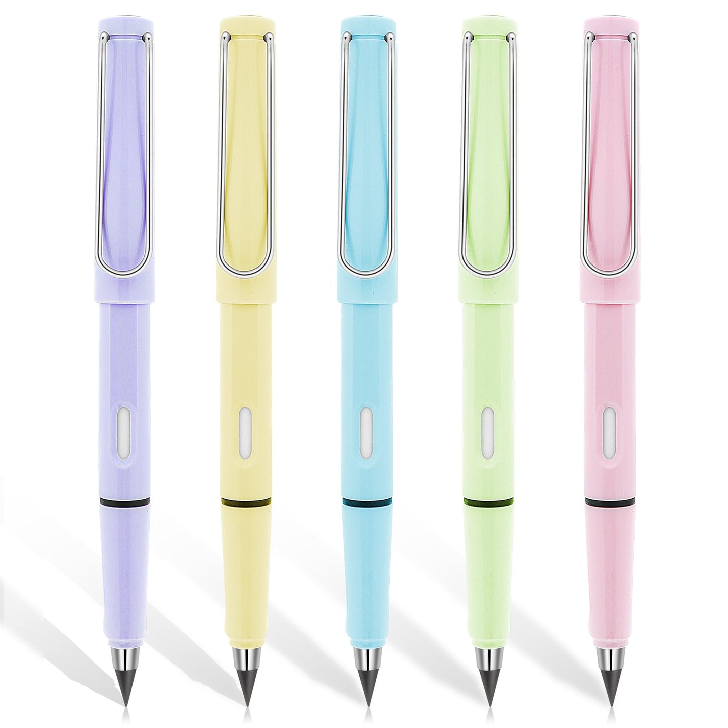 simarro 5 Pcs Everlasting Pencil, Everlast Pencil with Eraser and Replacement Nibs, Reusable Inkless Pencils Eternal, Unlimited Writing Pencil for School Office Writing Drawing