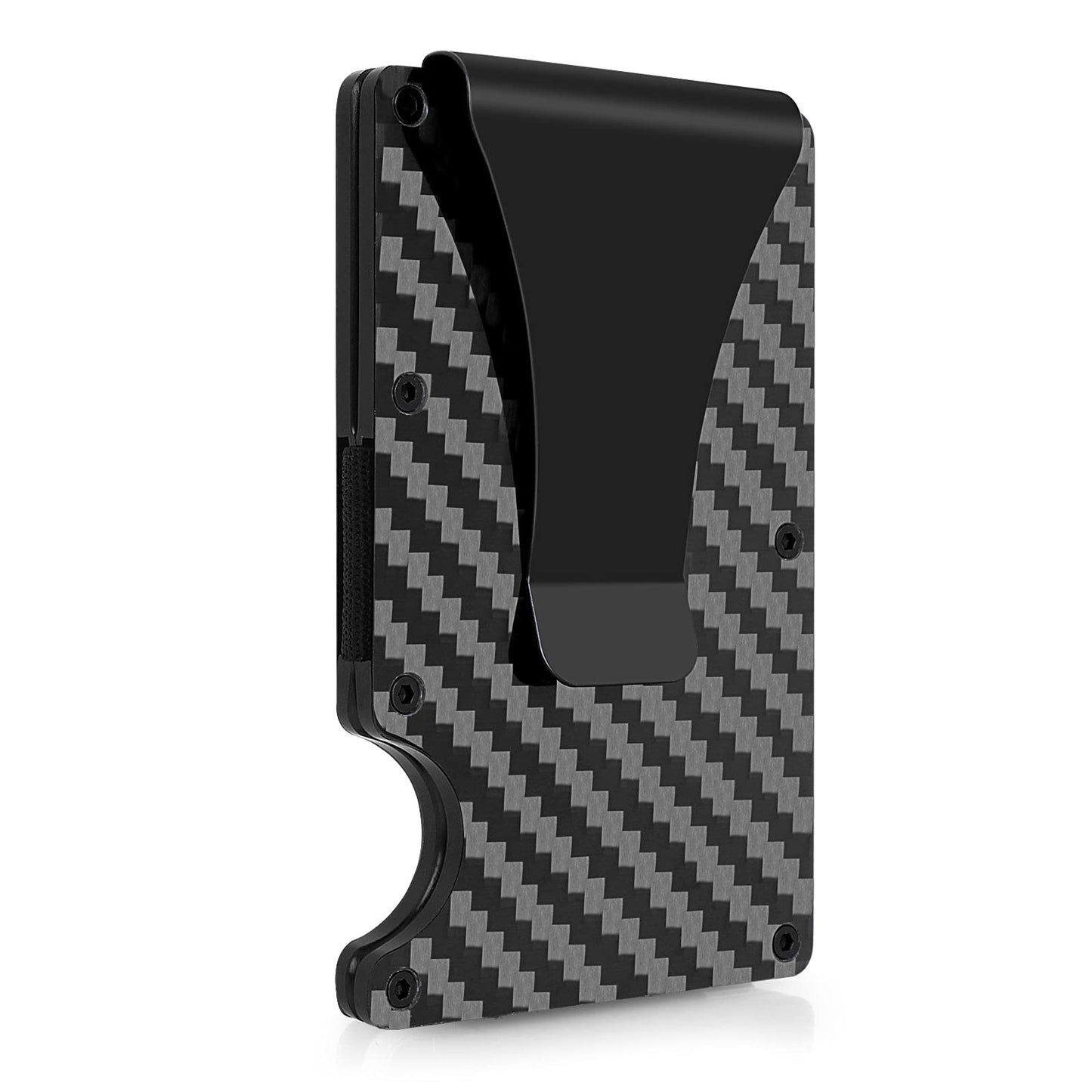 Molain Carbon Fiber Wallet, Minimalist Aluminum RFID Blocking Men's Holder Metal Slim Wallet Cash Credit Card Holder with Money Clip (Carbon Brazing-Black)