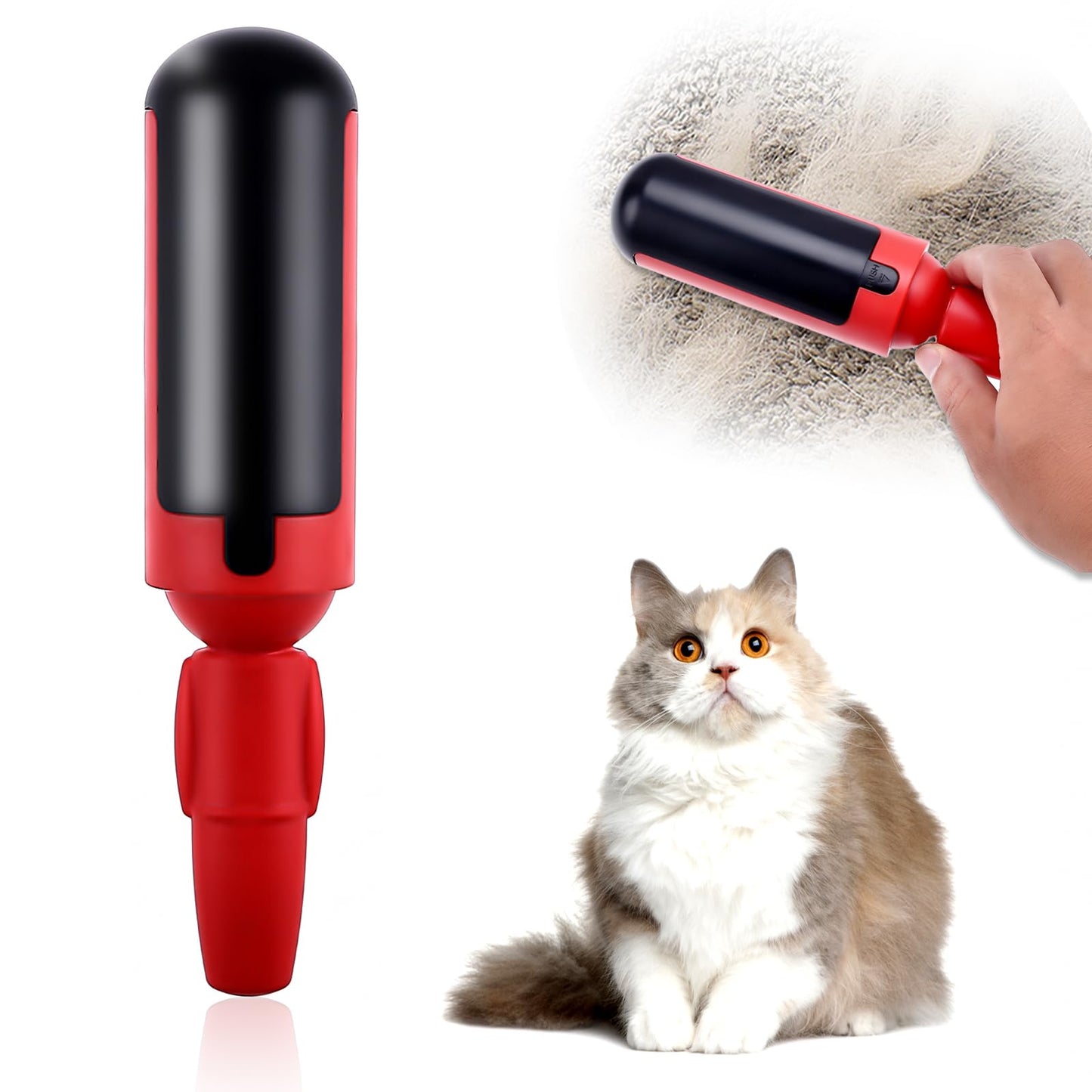 Cobee Pet Hair Remover Roller, Reusable Pet Lint Roller Portable Cat Dog Hair Remover Washable Per Fur Remover Tool for Couch Furniture Clothes Car (Red)