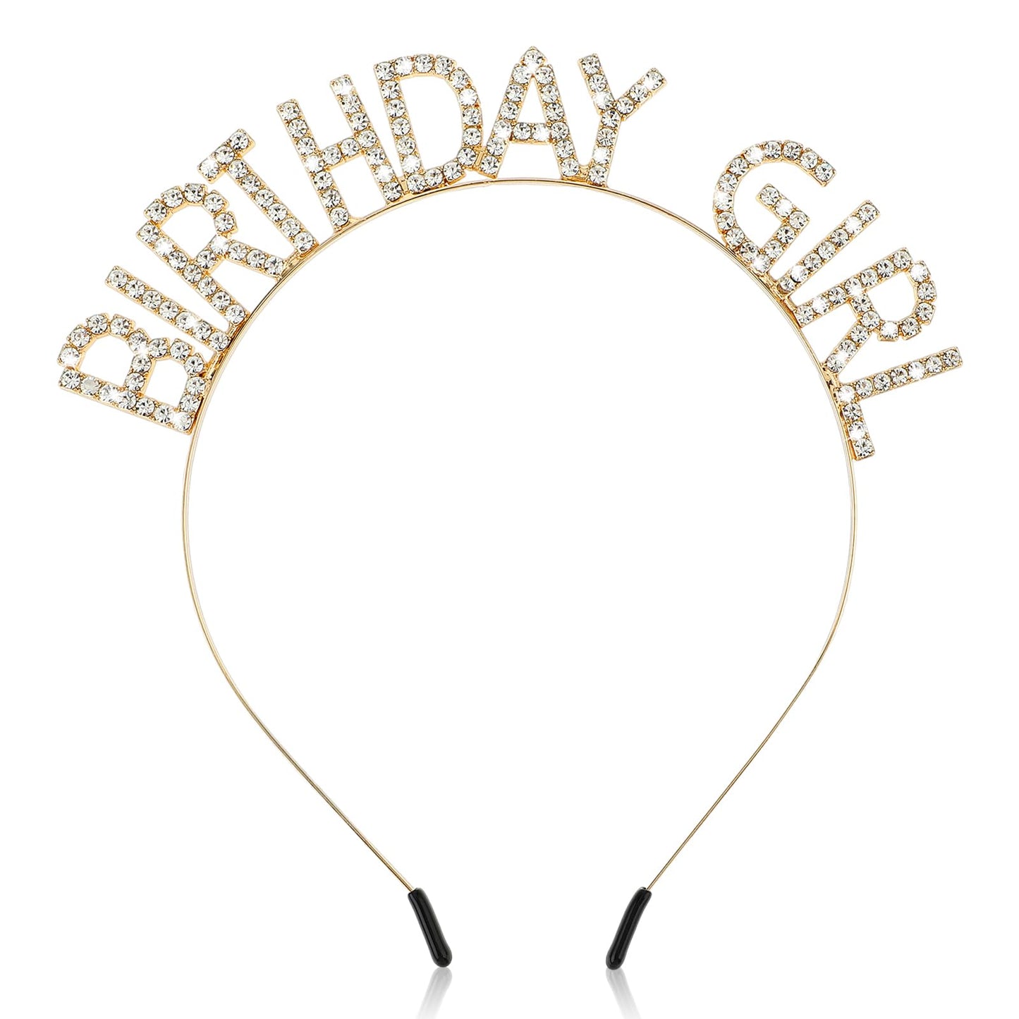 Jeffdad Birthday Crowns Girl Headband, Happy Birthday Girl Sash Bling Rhinestone Hair Band Princess Queen Sweet Tiara for Women Girl Birthday Party Christmas Decorations(Gold)