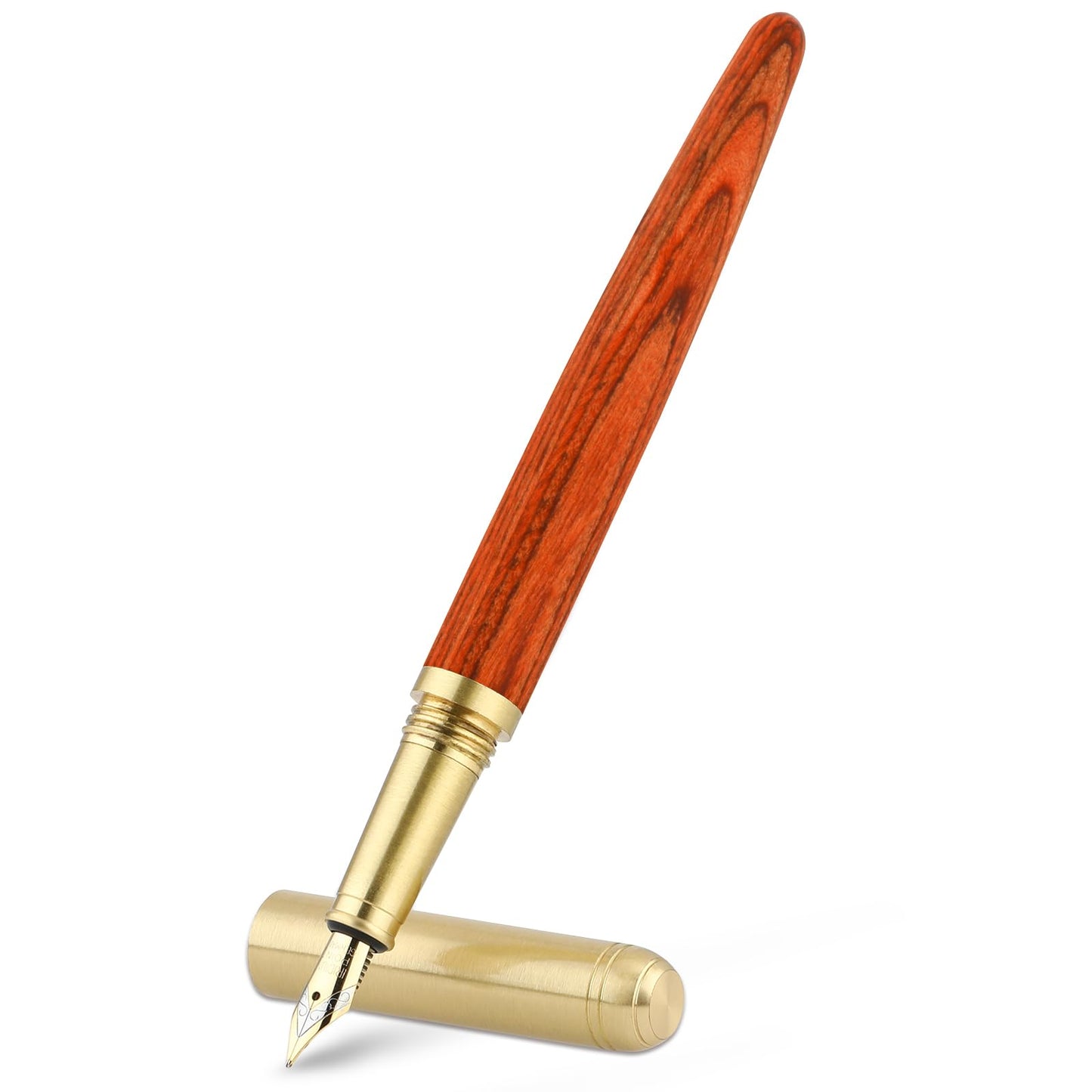 cobee® Wooden Fountain Pens, Handcrafted Wood Fountain Pen Vintage Luxury Pen 0.5mm Fine Point Pen Business Pen Smooth Writing for Journaling Calligraphy Gift Supplies (Red)