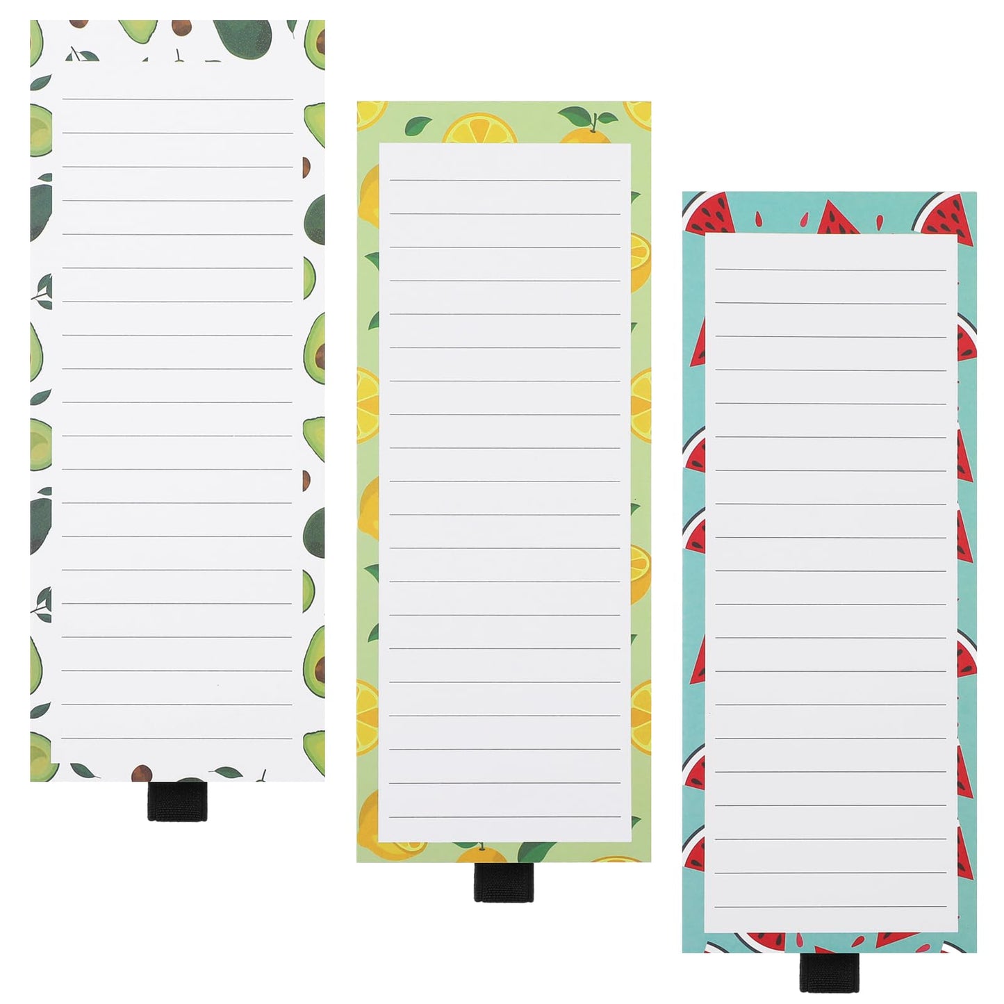 TIESOME 300 Sheets Magnetic Shopping List Notepads, 3 Pack Fruit Theme To Do List Note Pads Full Magnetic Backing Reminders for Fridge Tear Off Grocery List Memo Pads 8.2x3.2 In