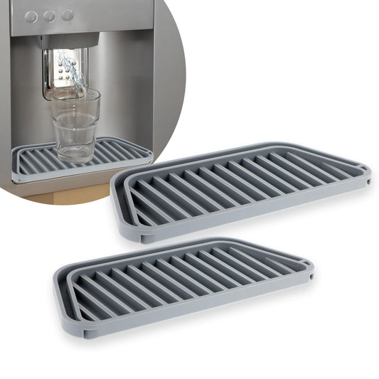 Andibro Refrigerator Water Drip Tray, 2Pcs Silicone Drip Catcher Tray 2 in 1 Cuttable Fridge Water Dispenser Drip Tray for Coffee Machine Refrigerator Water Tray(grey)