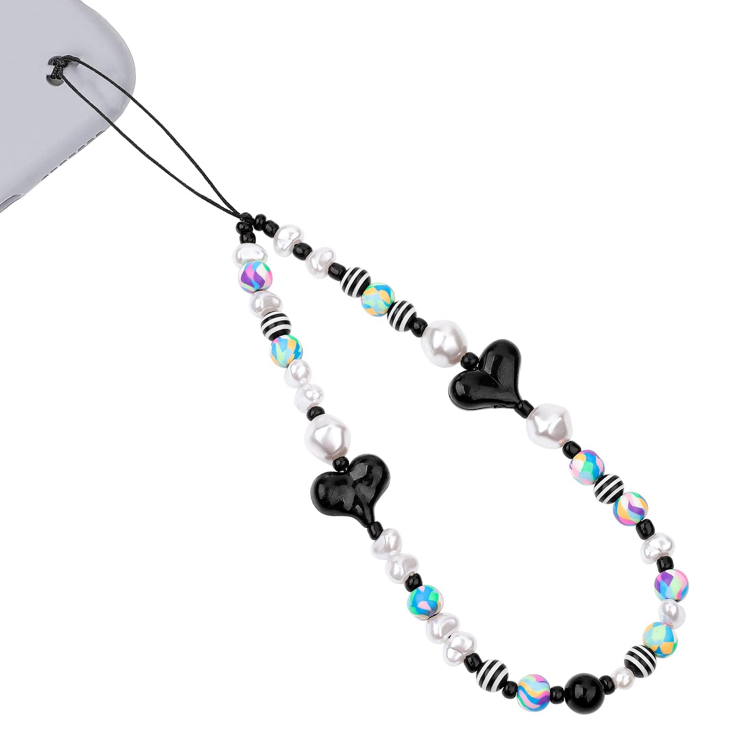 TIESOME Beaded Phone Lanyard, Fashion Phone Lanyard Wrist Strap Heart Clay Beads Keychain for Men Women Cell Phone String Strap